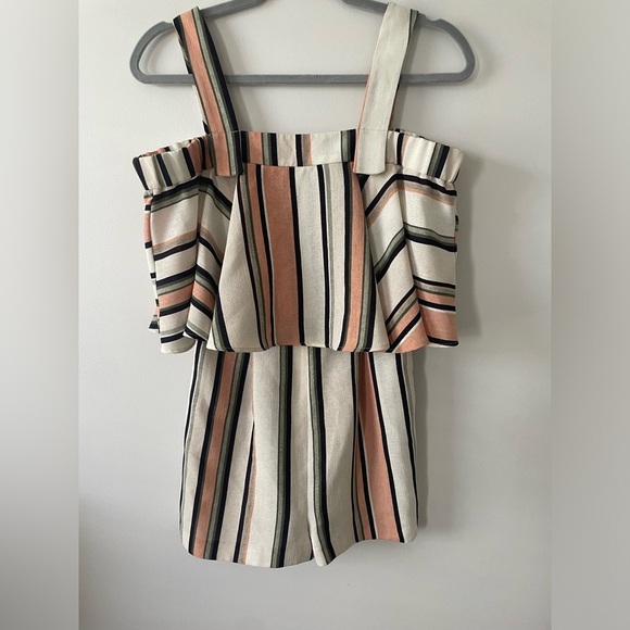 Topshop Stripped Peach Romper - Picture 2 of 4